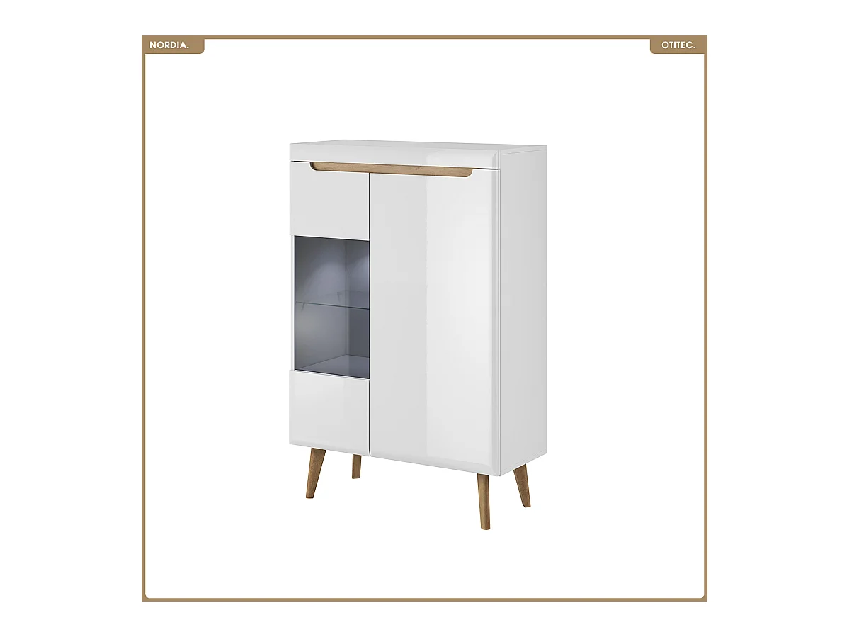 Commode vitrine - L.90 x H.134 x P.40 cm - NORDIA