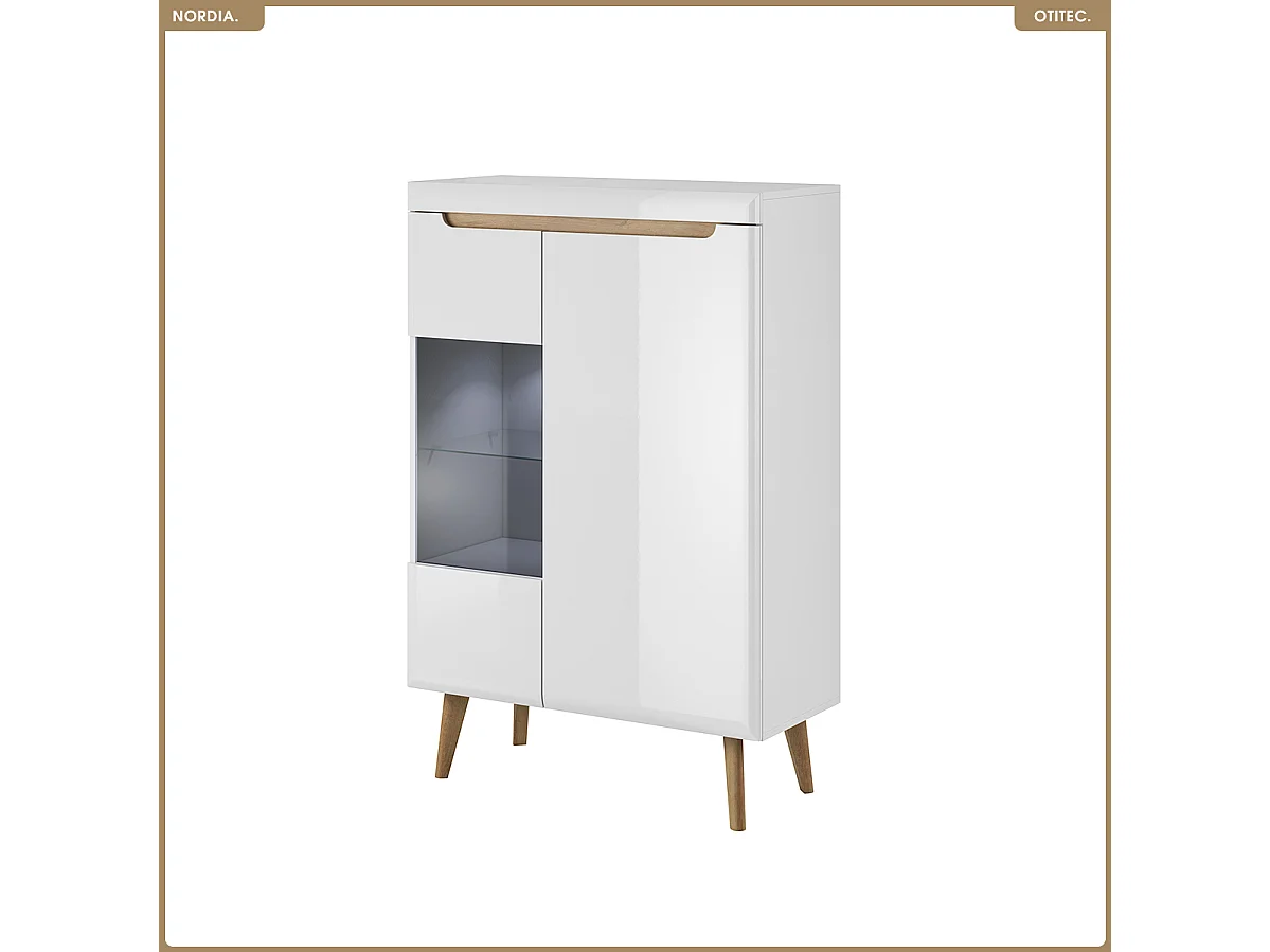 Commode vitrine - L.90 x H.134 x P.40 cm - NORDIA