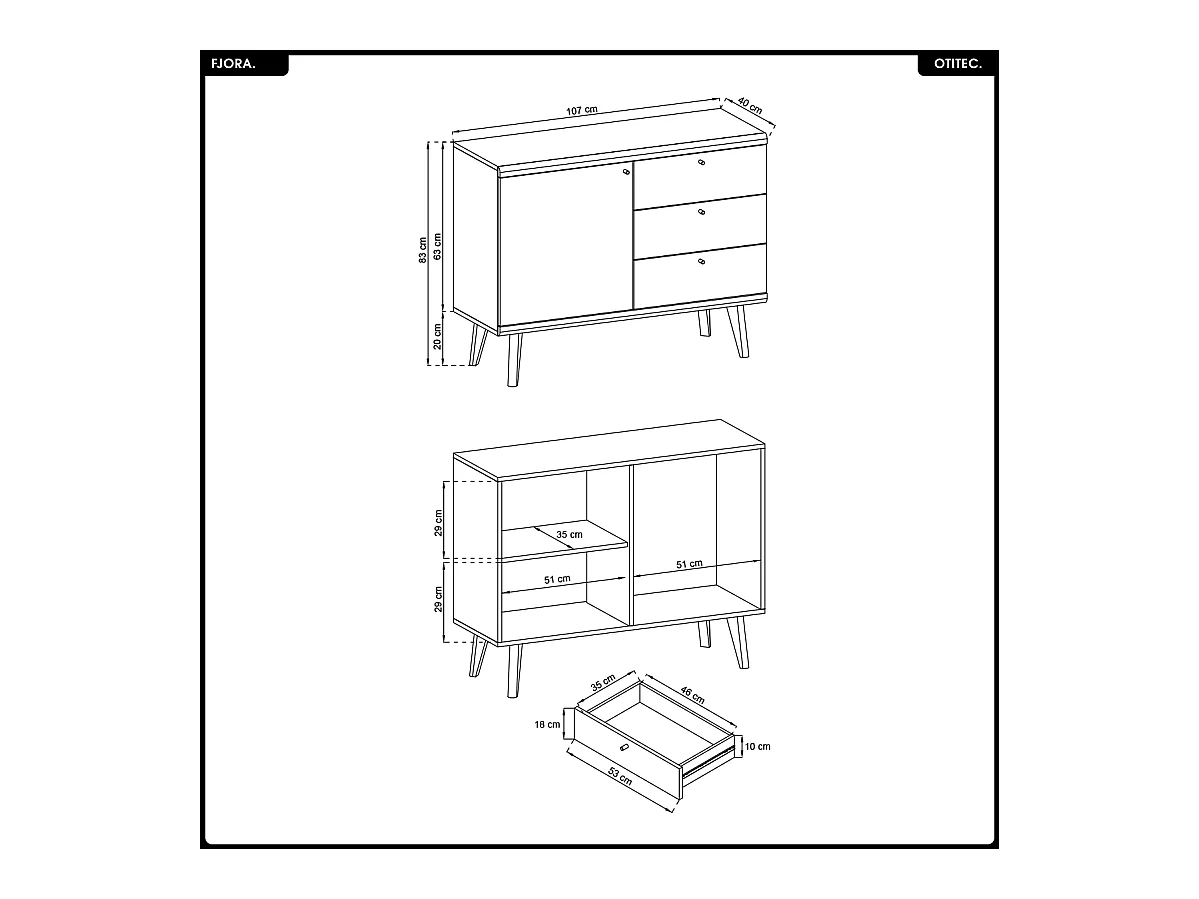 Commode - L.107 x H.83 x P.40 cm - FJORA