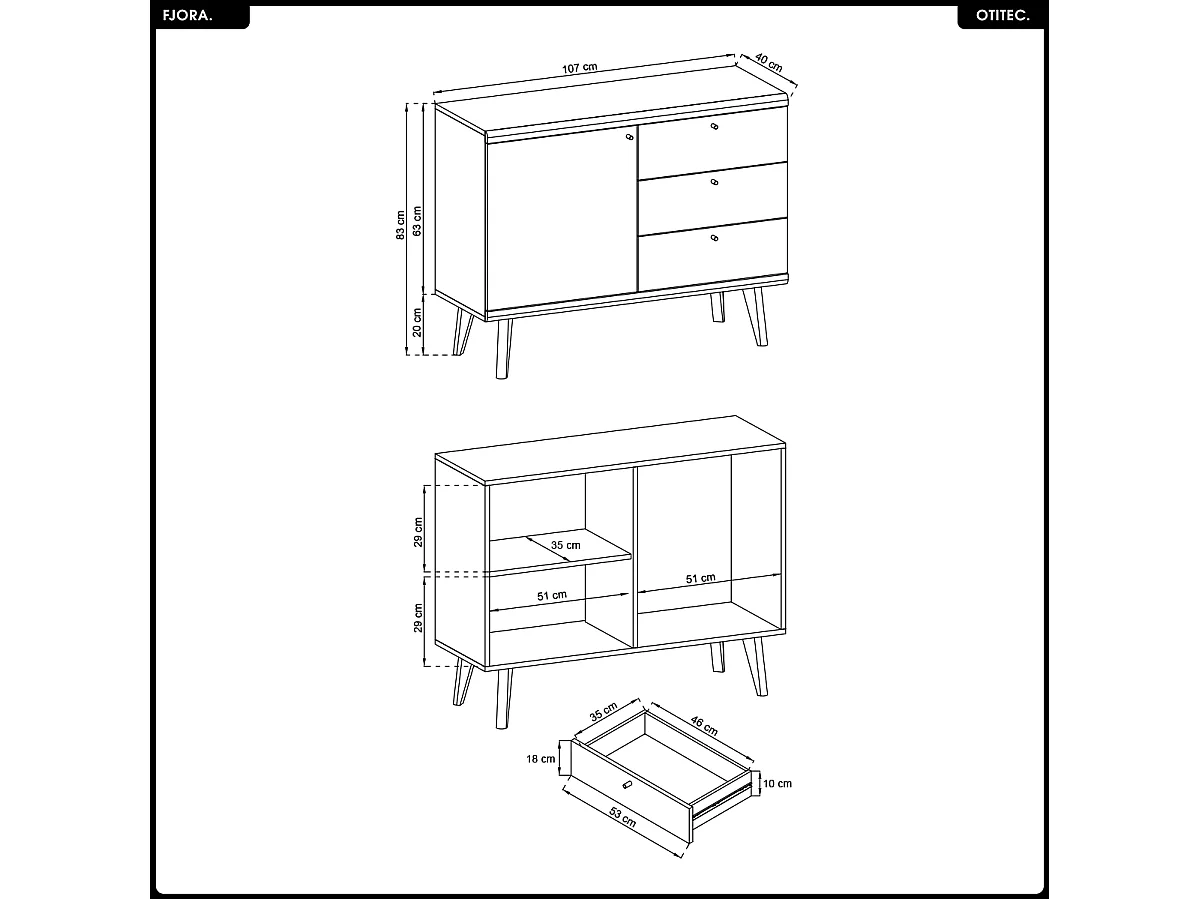 Commode - L.107 x H.83 x P.40 cm - FJORA