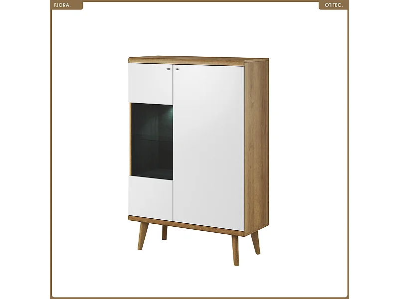 Commode vitrine - L.90 x H.134 x P.40 cm - FJORA