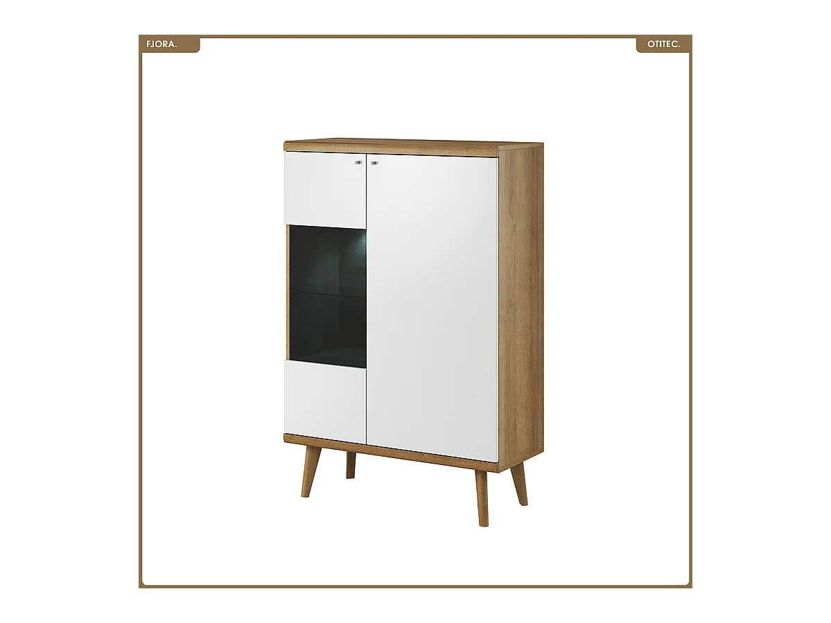 Commode vitrine - L.90 x H.134 x P.40 cm - FJORA