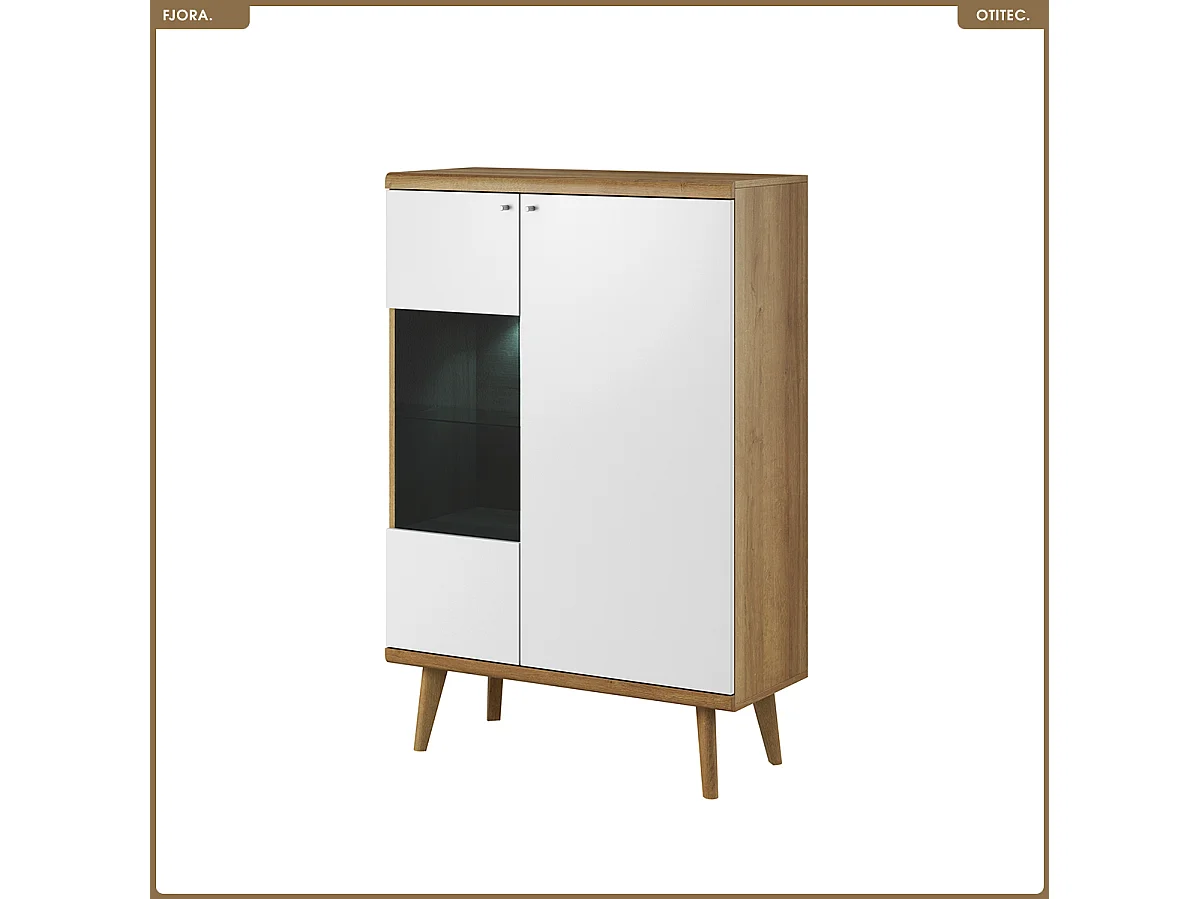 Commode vitrine - L.90 x H.134 x P.40 cm - FJORA