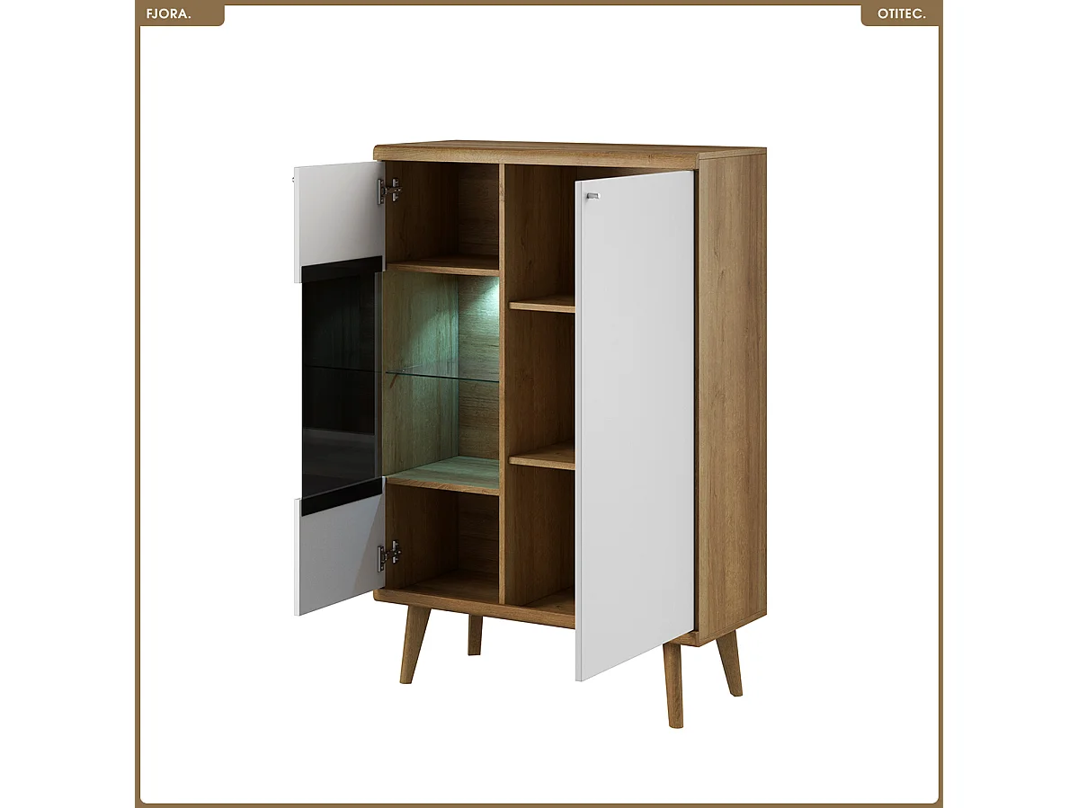 Commode vitrine - L.90 x H.134 x P.40 cm - FJORA