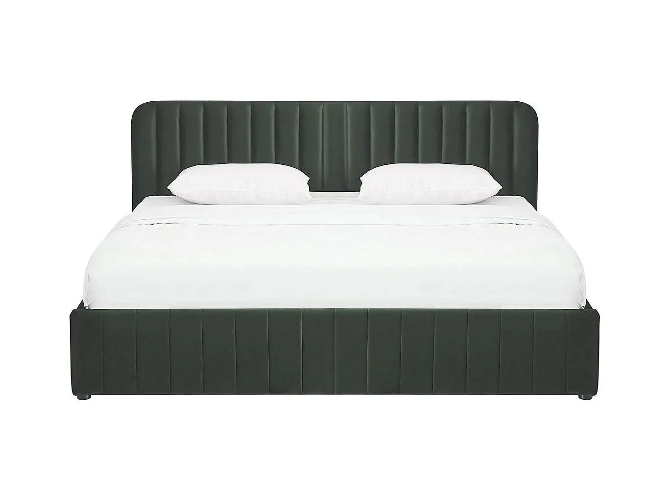 Lit coffre adulte 180x200 cm avec tête de lit capitonnée en velours vert kaki - Ava