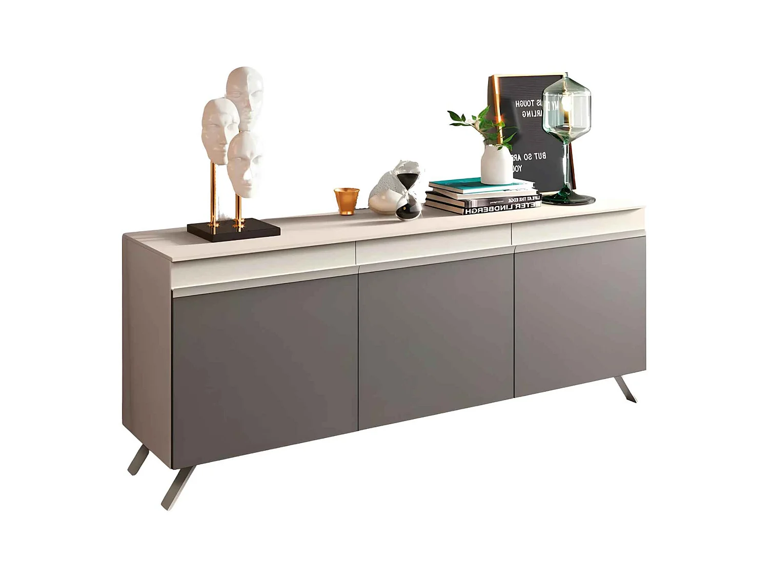 Madia moderna da soggiorno "Abaco Day" con 3 ante e maniglia a gola cm 180x48,5 85,2h