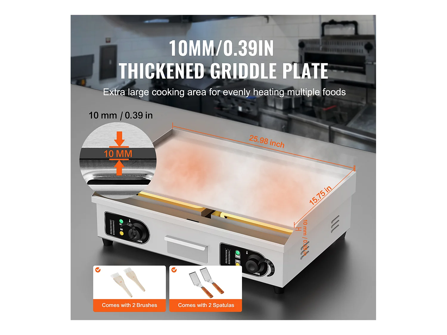 Elektrische Pfanne SucceBuy 4000 W, Gewerbliche Elektrische Kochplatte mit Glatter Oberfläche