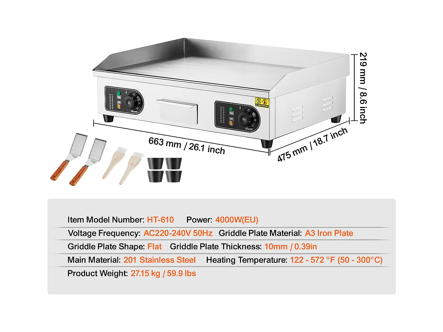 Elektryczna Plamista SucceBuy 4000 W, Handlowa Elektryczna Talerz Kuchenny z Płaszczą Płaską