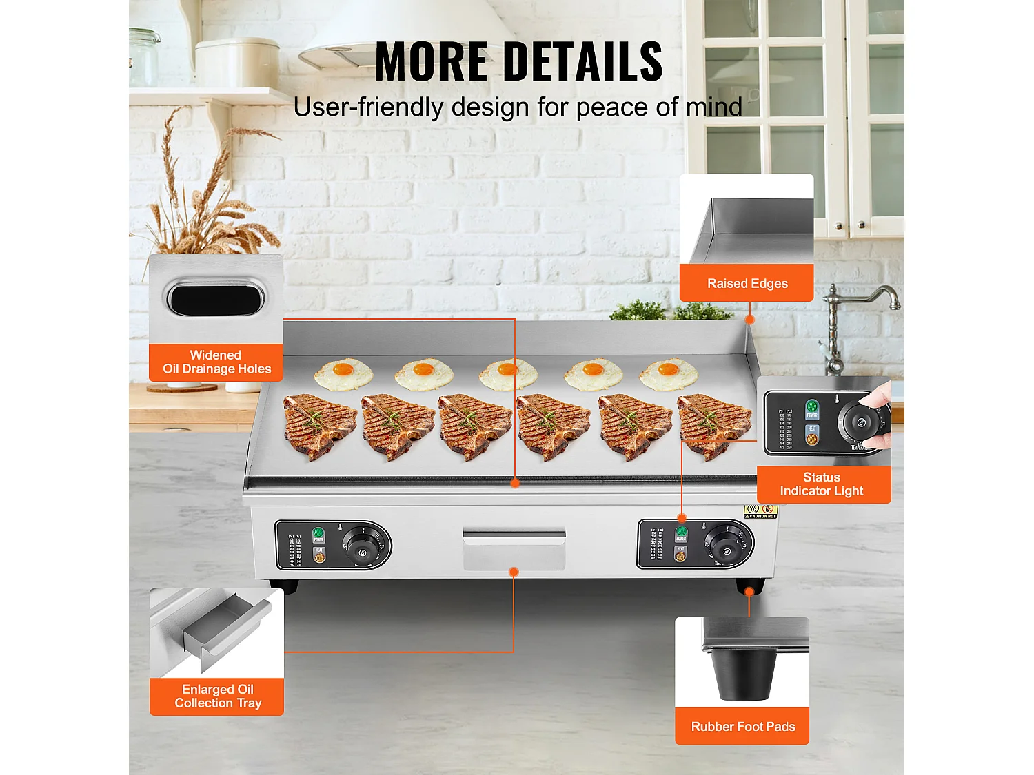 Plancha Elétrica SucceBuy 4000 W, Placa Elétrica de Cozinha Comercial com Superfície Plana