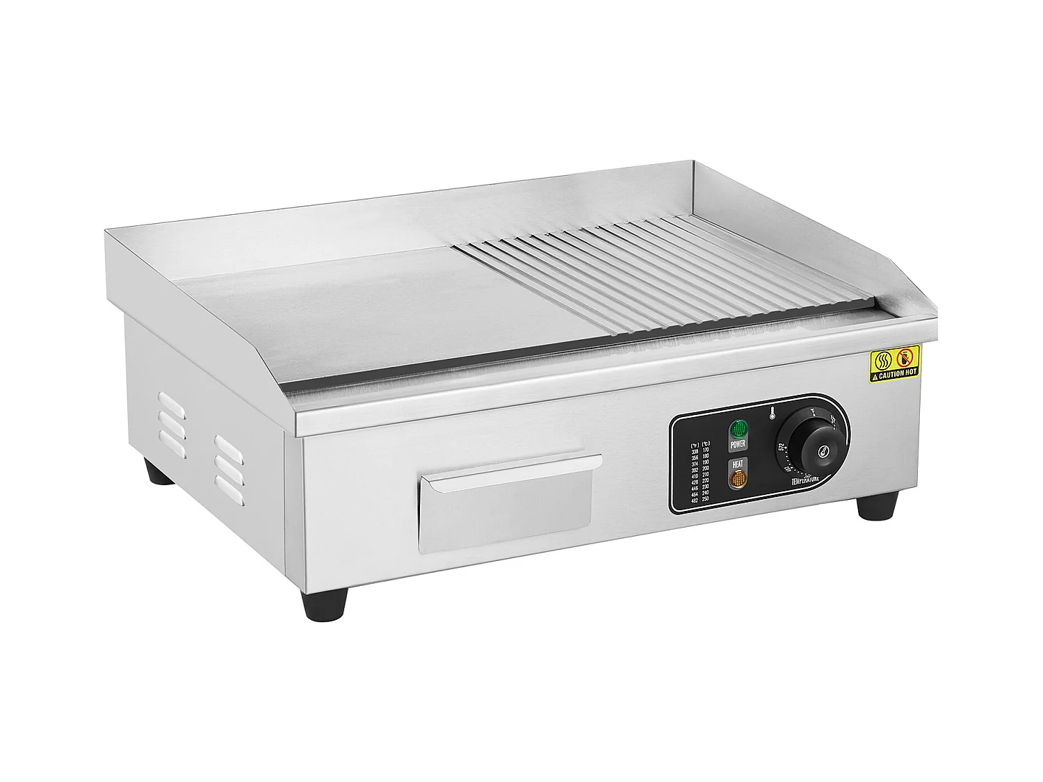 Plancha Électrique SucceBuy, Plaque de Cuisson Électrique Commerciale, 3200 W, Gril Semi-Plat pour Comptoir, 122 ℉ à 572 ℉