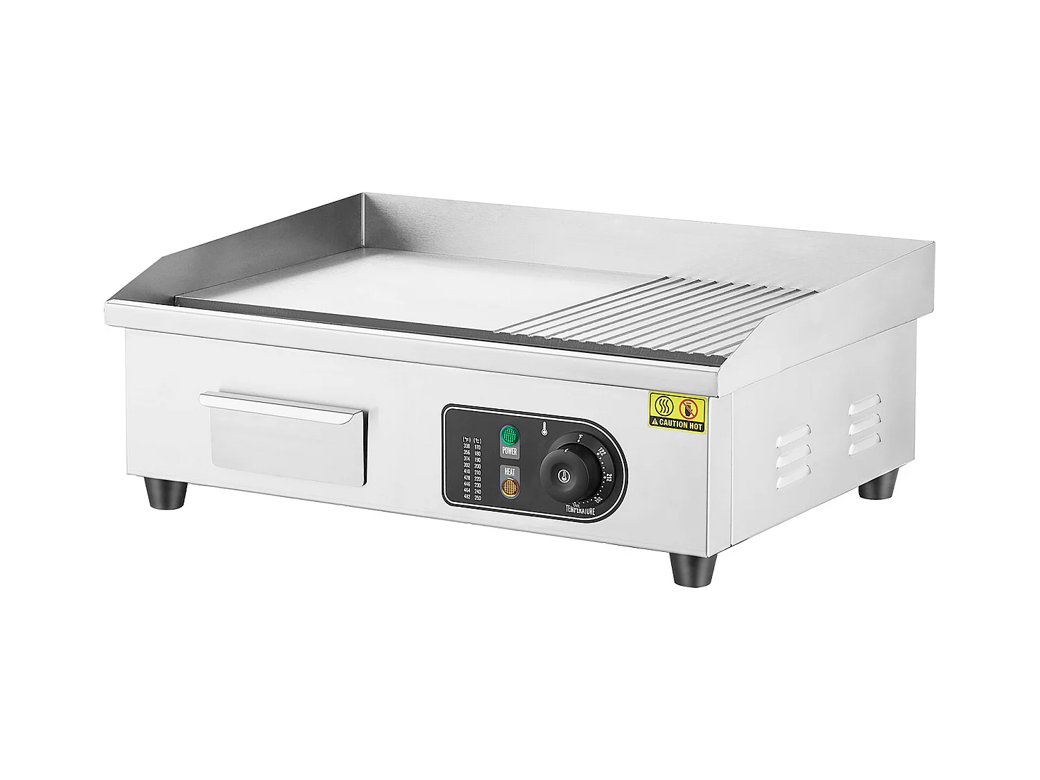 Plancha Électrique SucceBuy, Plaque de Cuisson Électrique Commerciale, 3200 W, Gril Semi-Plat pour Comptoir, 122 ℉ à 572 ℉