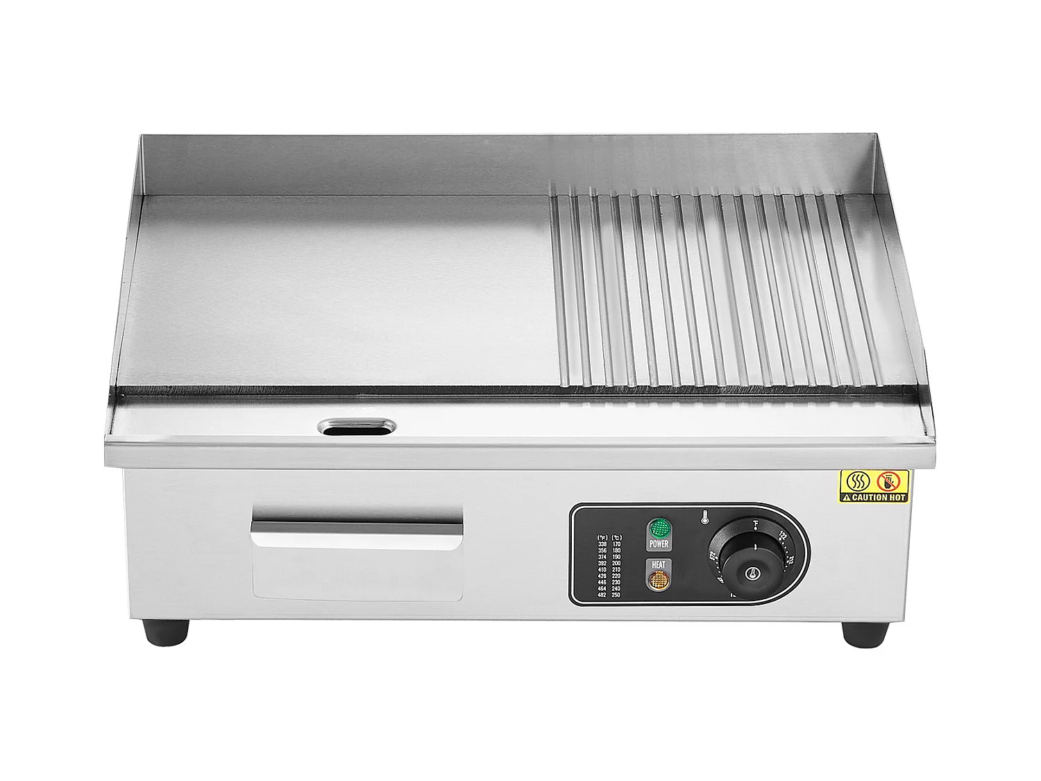 Plancha Électrique SucceBuy, Plaque de Cuisson Électrique Commerciale, 3200 W, Gril Semi-Plat pour Comptoir, 122 ℉ à 572 ℉