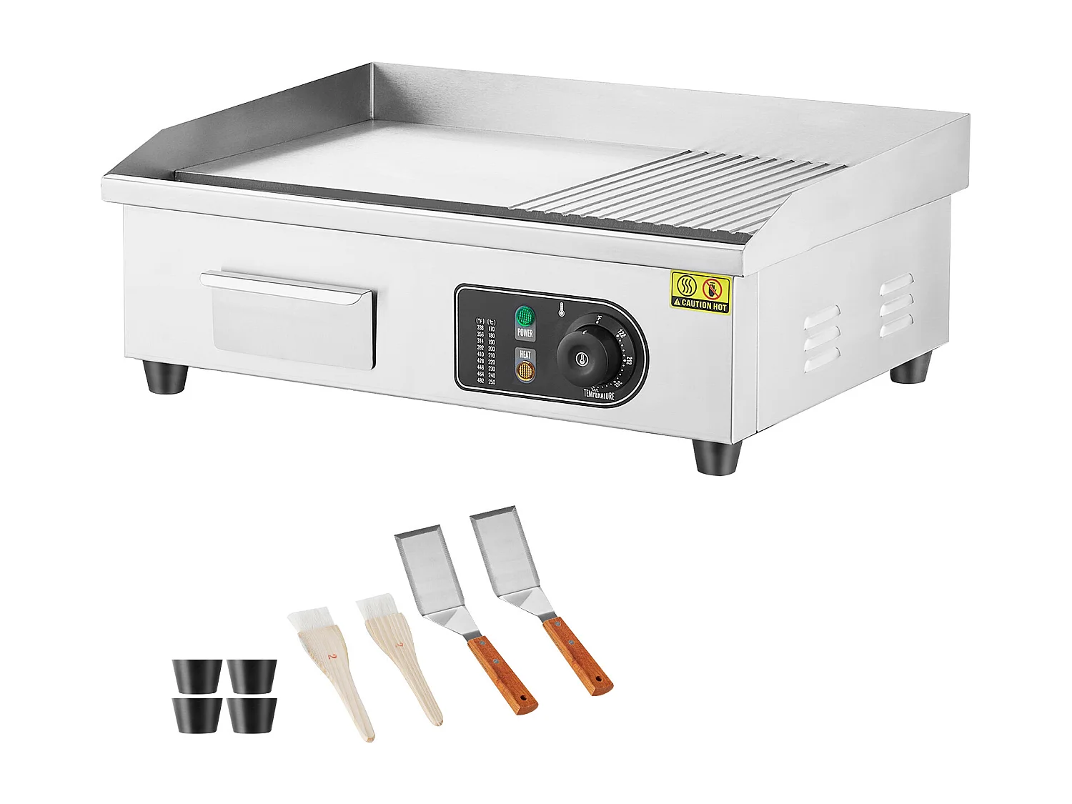 Chapa Elétrica SucceBuy, Placa de Cozimento Elétrica Comercial, 3200 W, Churrasqueira Semi-Plana para Balcão, 122 ℉ a 572 ℉