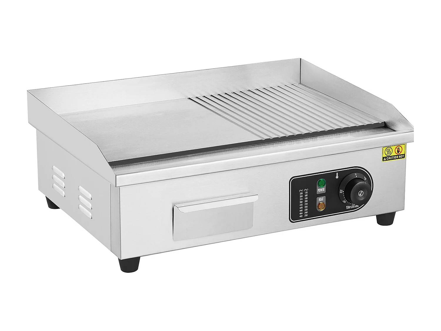 Chapa Elétrica SucceBuy, Placa de Cozimento Elétrica Comercial, 3200 W, Churrasqueira Semi-Plana para Balcão, 122 ℉ a 572 ℉