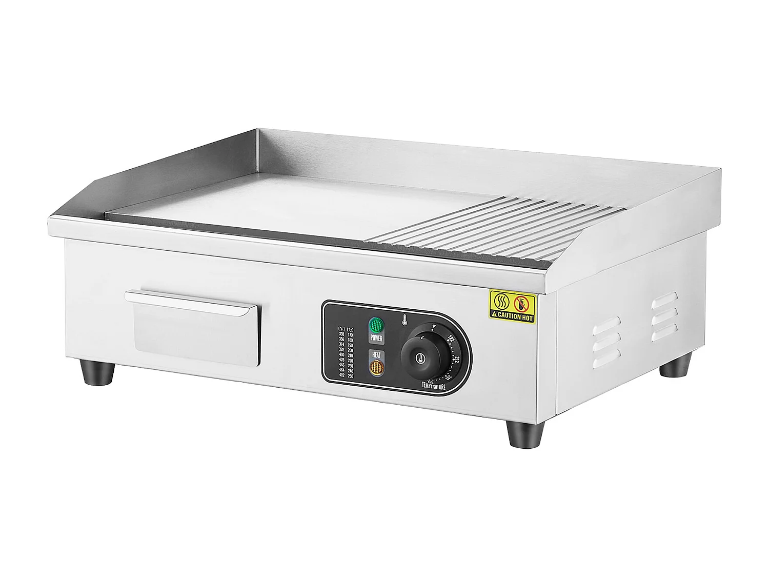 Chapa Elétrica SucceBuy, Placa de Cozimento Elétrica Comercial, 3200 W, Churrasqueira Semi-Plana para Balcão, 122 ℉ a 572 ℉