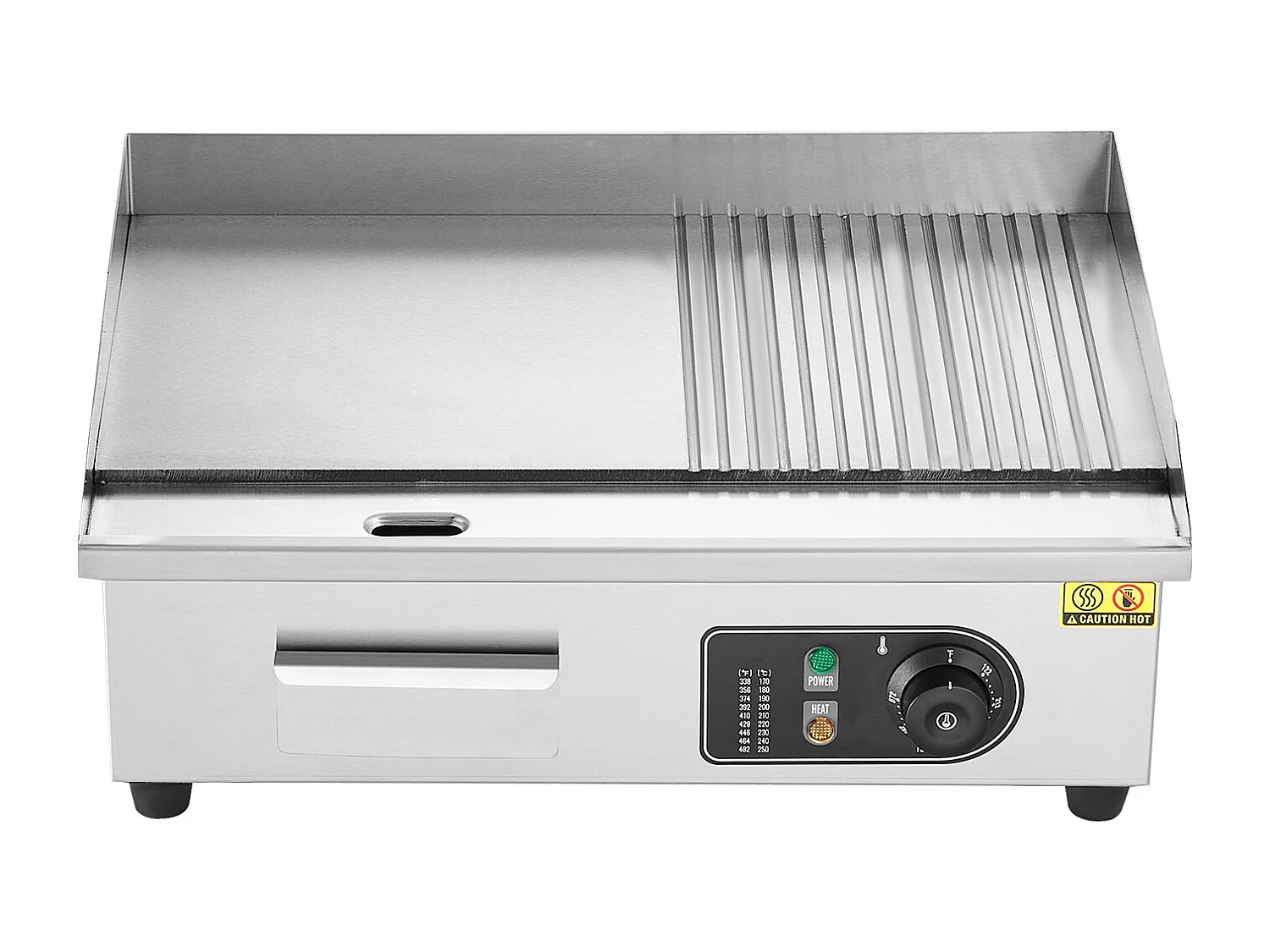 Chapa Elétrica SucceBuy, Placa de Cozimento Elétrica Comercial, 3200 W, Churrasqueira Semi-Plana para Balcão, 122 ℉ a 572 ℉