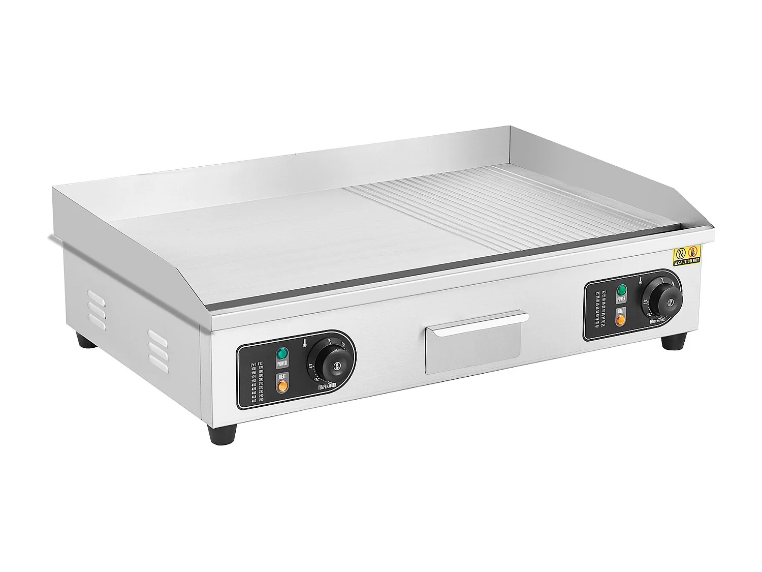 Plancha Électrique SucceBuy, Plaque de Cuisson Électrique Commerciale, 4400 W, Gril Semi-Plat pour Comptoir, 122 ℉ à 572 ℉