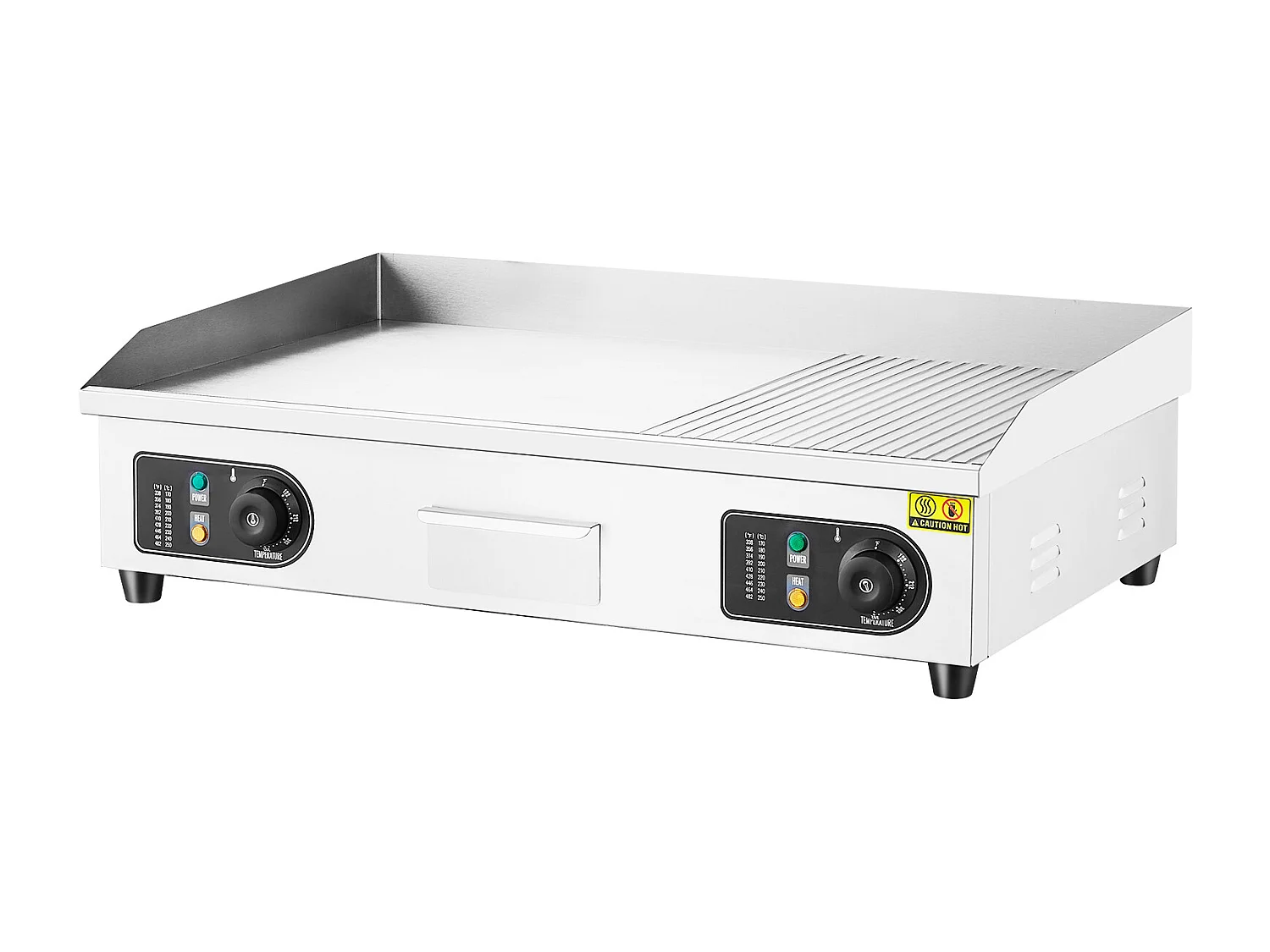 Plancha Électrique SucceBuy, Plaque de Cuisson Électrique Commerciale, 4400 W, Gril Semi-Plat pour Comptoir, 122 ℉ à 572 ℉