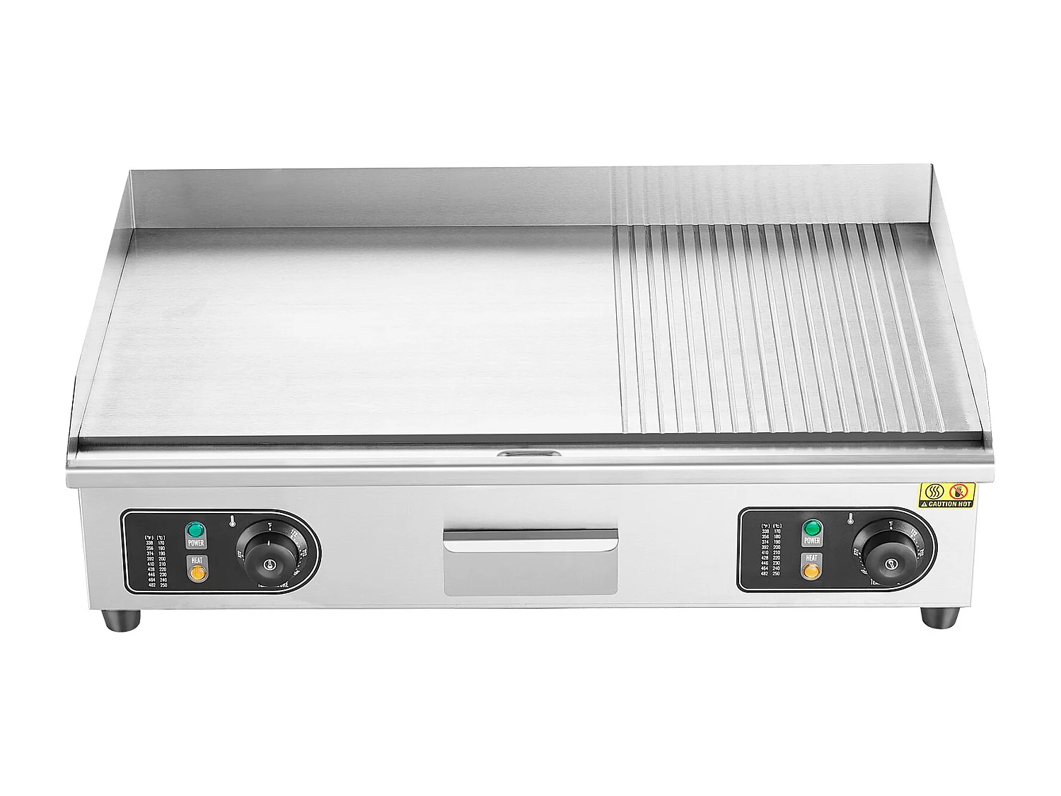 Plancha Électrique SucceBuy, Plaque de Cuisson Électrique Commerciale, 4400 W, Gril Semi-Plat pour Comptoir, 122 ℉ à 572 ℉