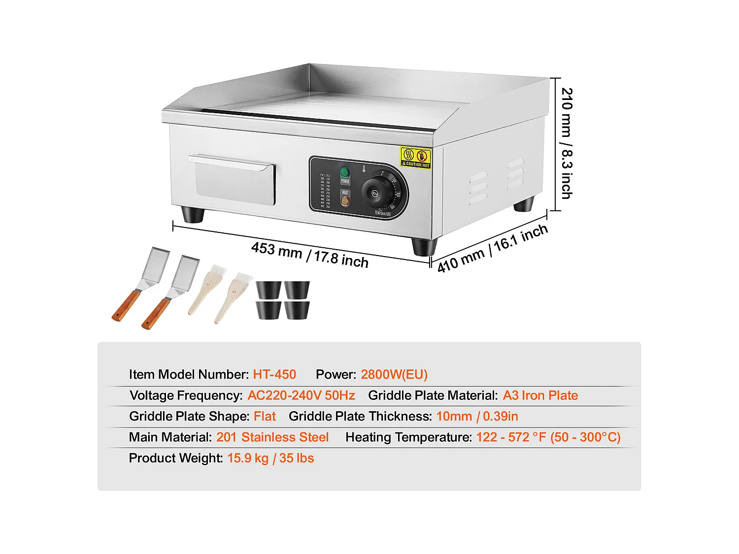 Plancha Électrique SucceBuy 2800 W, Gril à Dessus Plat pour Comptoir, 122 ℉ à 572 ℉