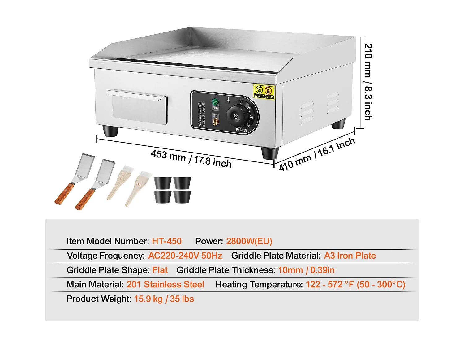 Plancha Électrique SucceBuy 2800 W, Gril à Dessus Plat pour Comptoir, 122 ℉ à 572 ℉