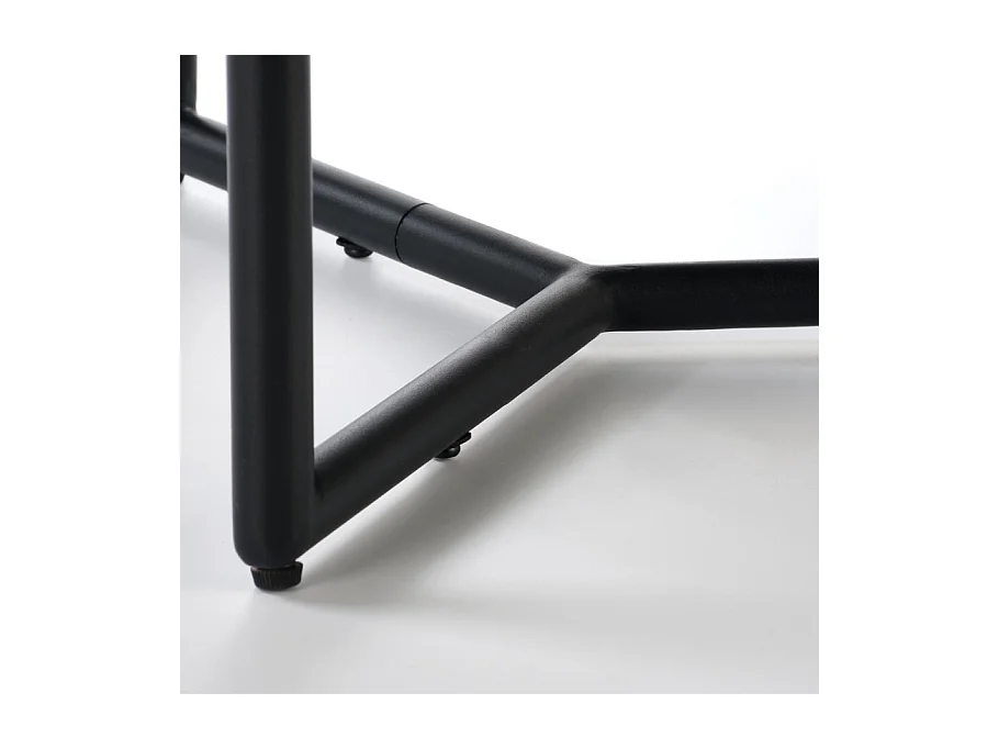 Table basse ronde noir laqué avec plateau verre 80cm ELOIS