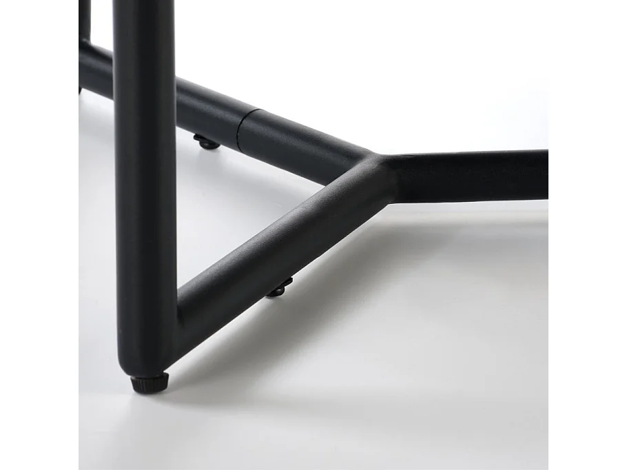 Table basse ronde noir laqué avec plateau verre 80cm ELOIS