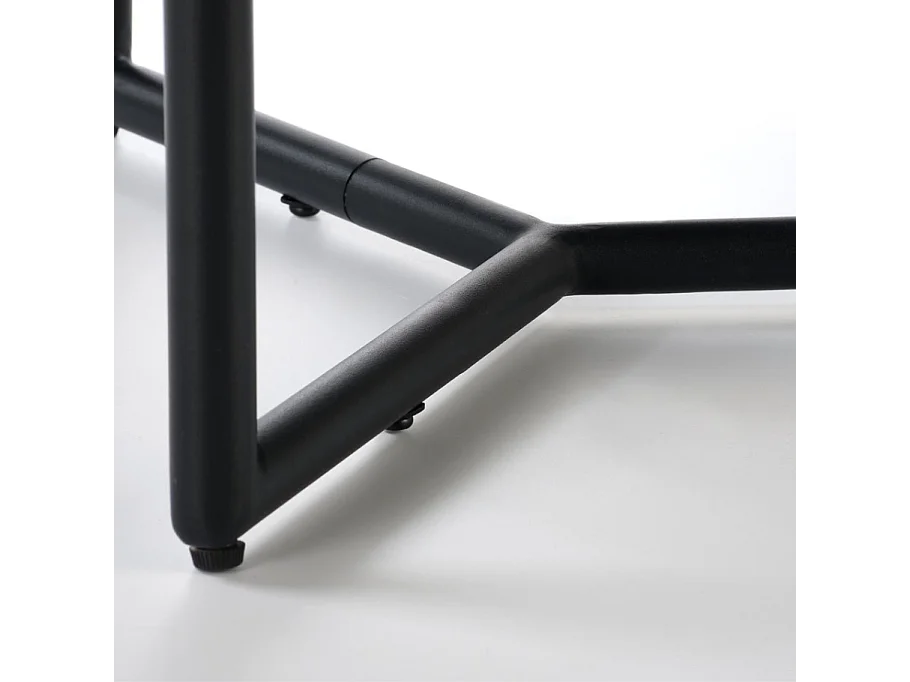 Table basse ronde noir laqué avec plateau verre 80cm ELOIS