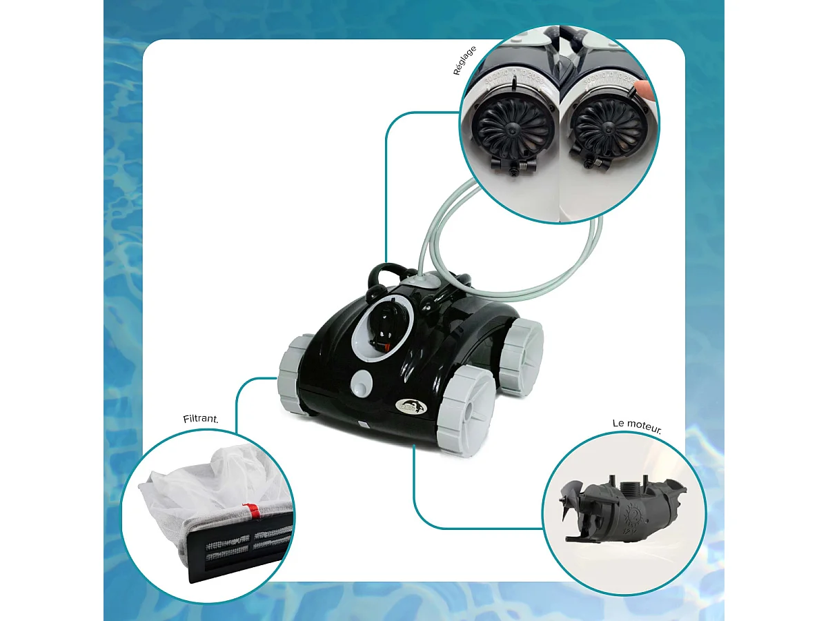 Orca Robot de piscine electrique - robot nettoyeur fond - autonome - compatible tout revêtement - 106490
