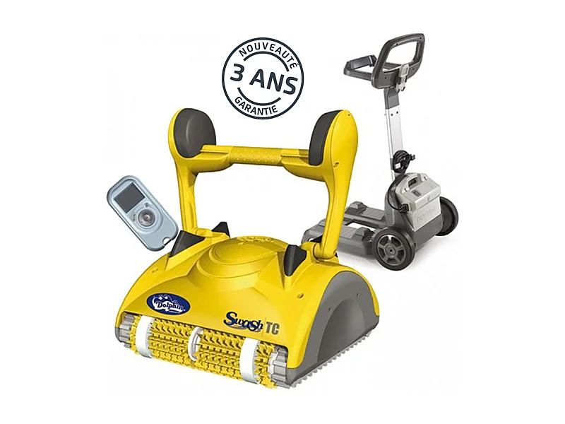 Dolphin Robot electrique de piscine fond, parois et ligne d'eau avec télécommande et chariot - swash tc