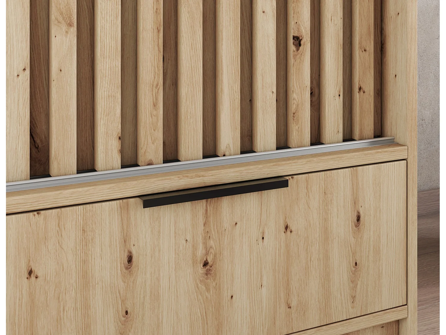 Armadio Rupert XL (180 cm) / Ante scorrevoli / Specchio e cassetti / Marrone