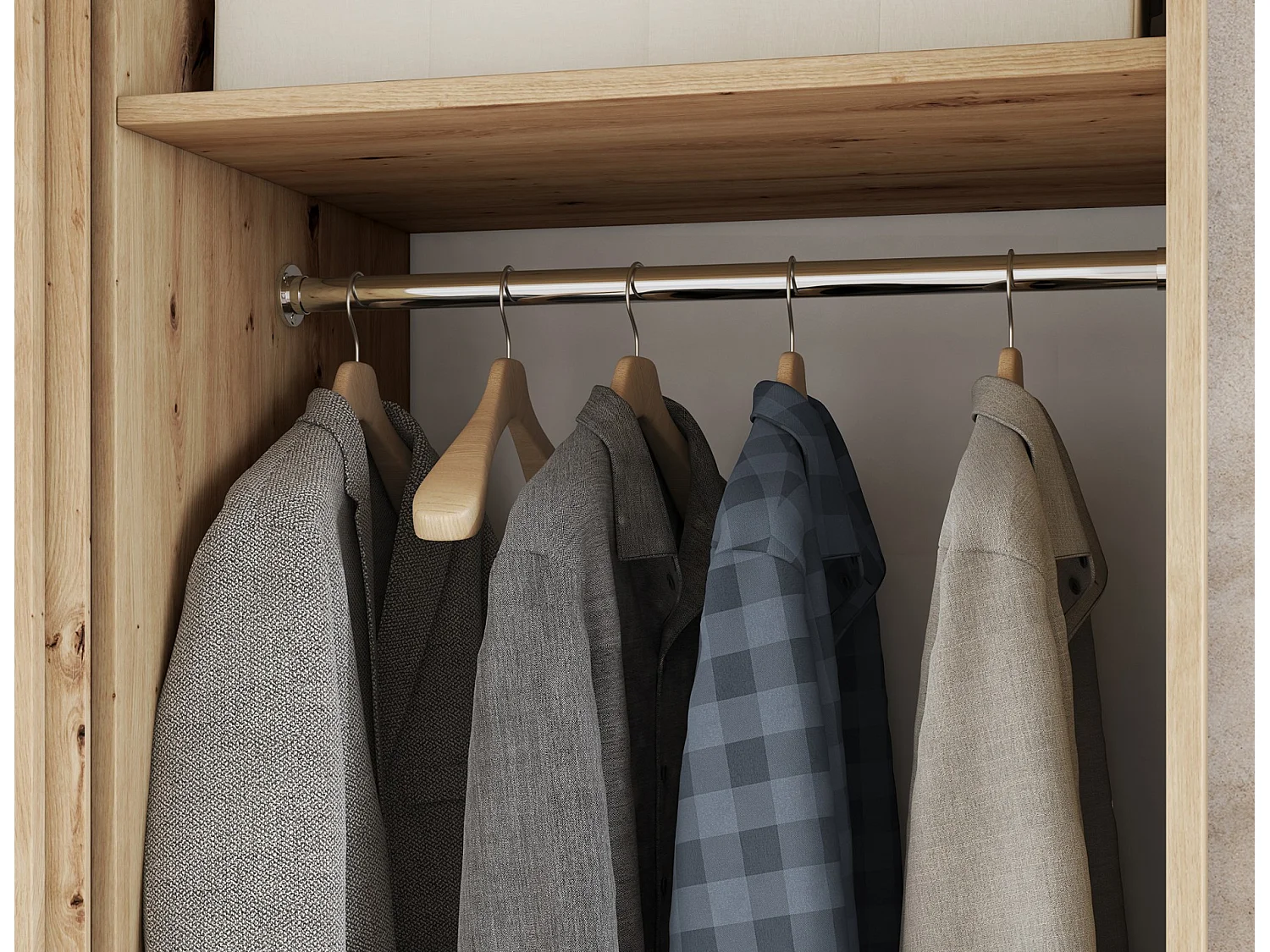 Armadio Rupert XL (180 cm) / Ante scorrevoli / Specchio e cassetti / Marrone