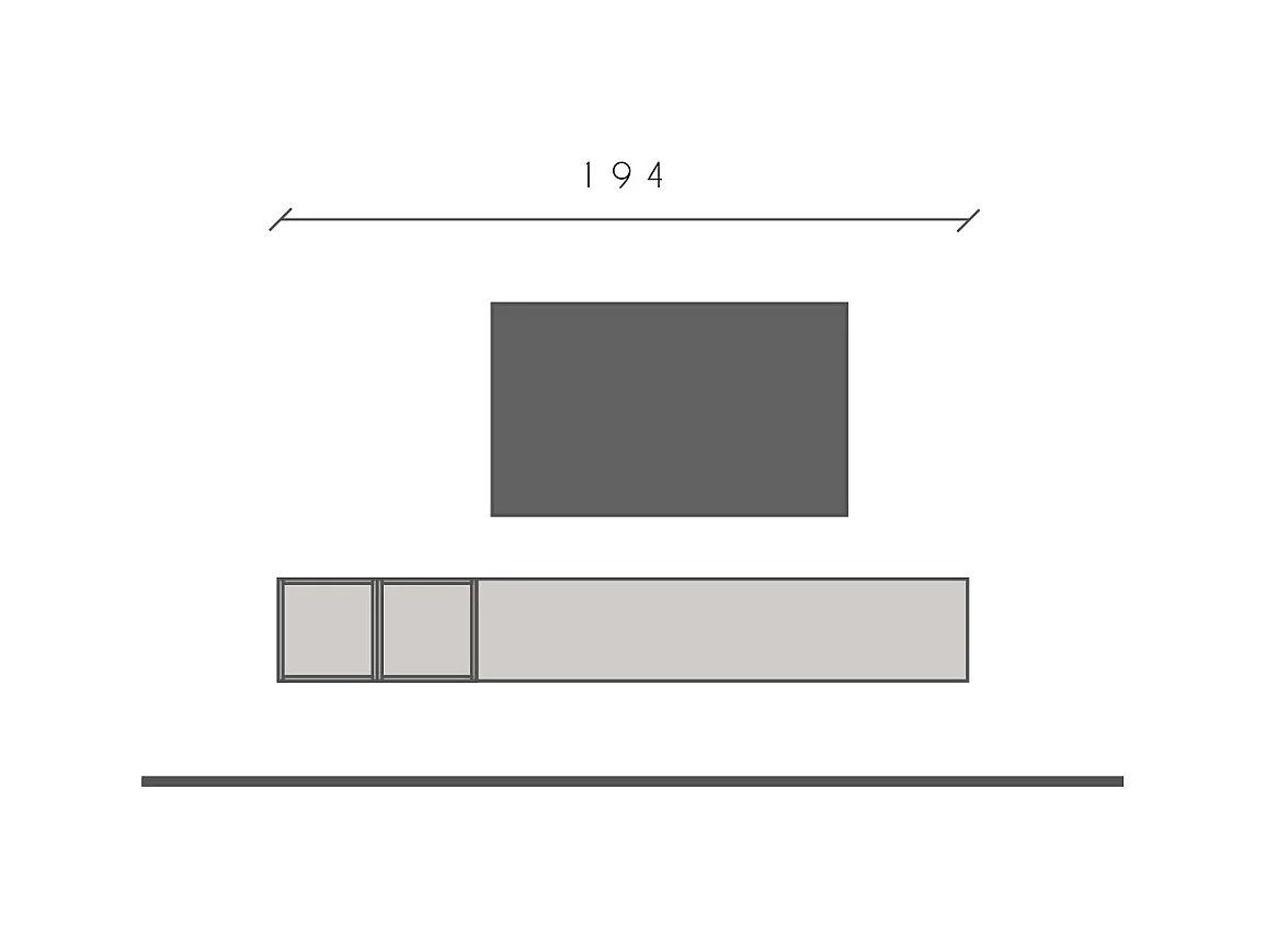 Mobile TV sospeso con vani a giorno 194x29 cm bianco lucido e rovere PTL28