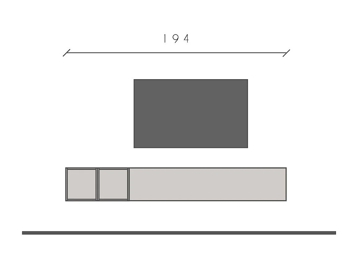 Mobile TV sospeso con vani a giorno 194x29 cm bianco lucido e rovere PTL28
