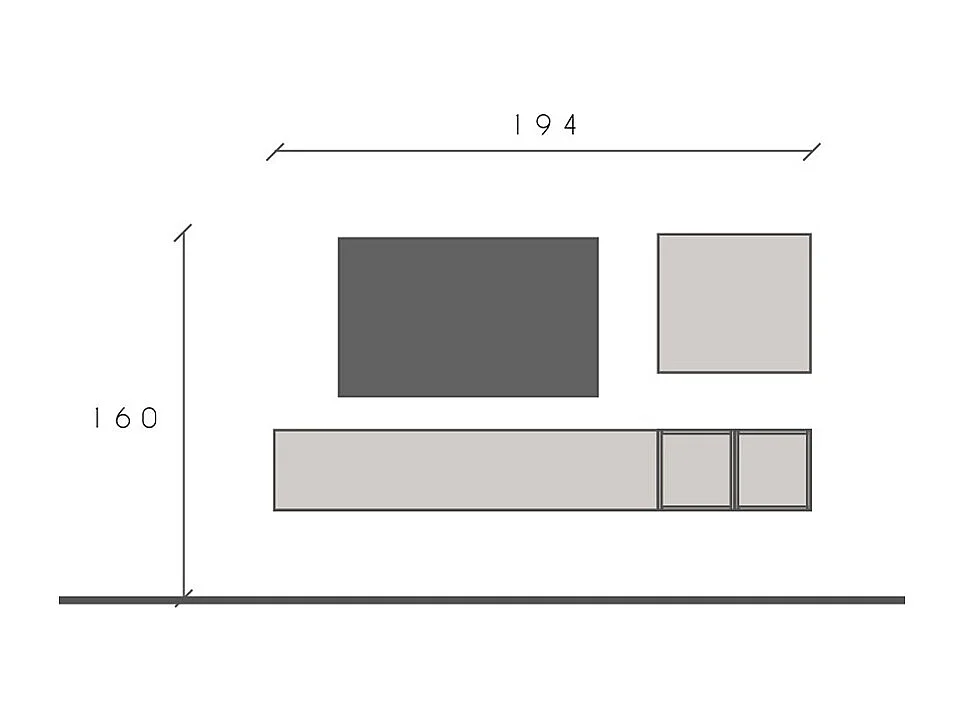 Mobile tv sospeso 194x160 cm rovere e beige PTL34
