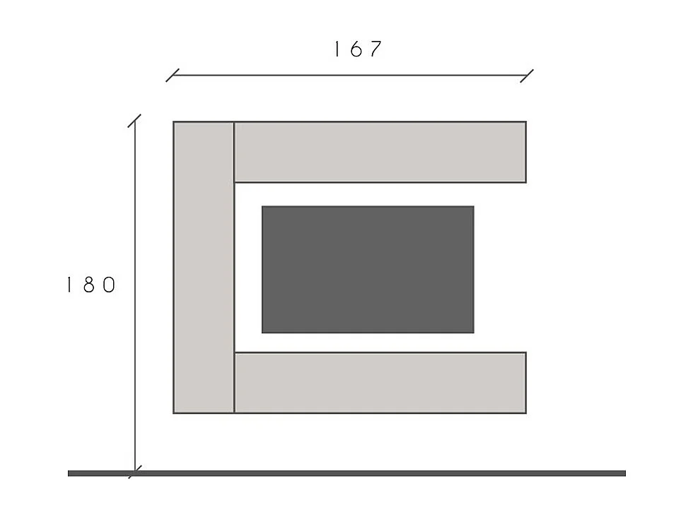 Mobile porta tv sospeso 167x138 cm bronzo e beige PTL41