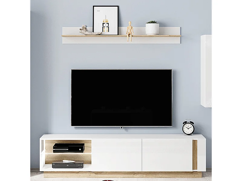 Mobile porta tv moderno con luci LED 187x45cm bianco PTVLK2