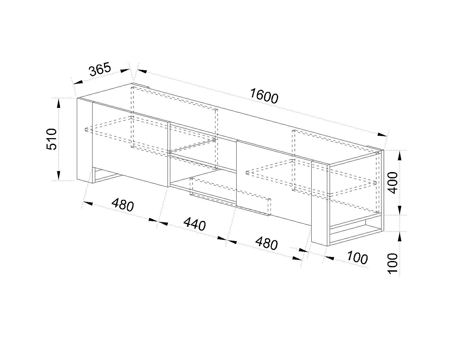 Mobile porta TV con vani a giorni design effetto legno moderno PTI12 160x51 rovere e nero