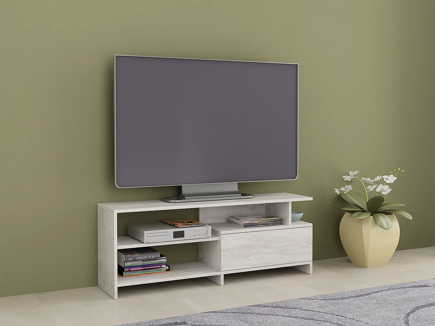 Mobile per tv moderno rovere bianco PTG4