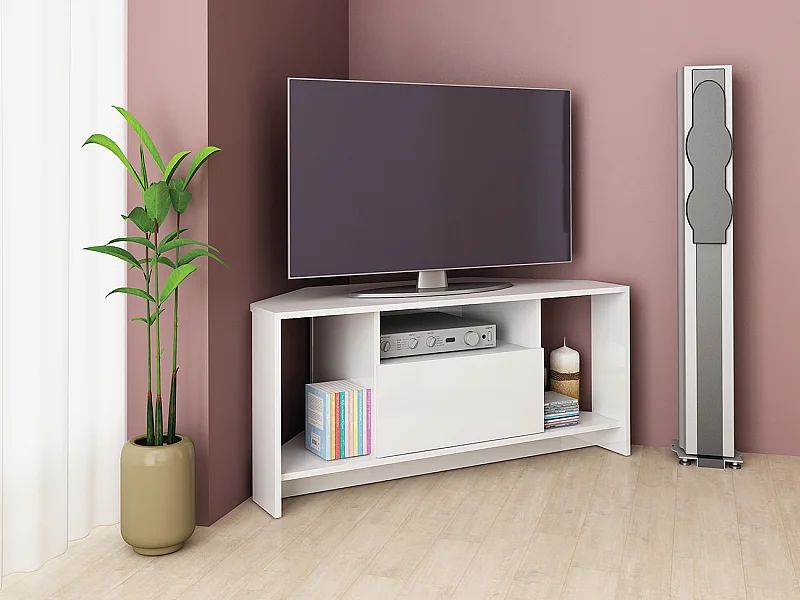 Mobile tv angolare bianco lucido PTG3