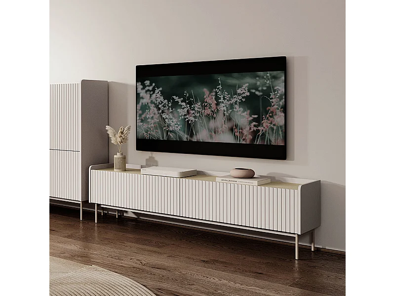 Mobile porta tv moderno 181X50 beige e rovere chiaro PTVLK13