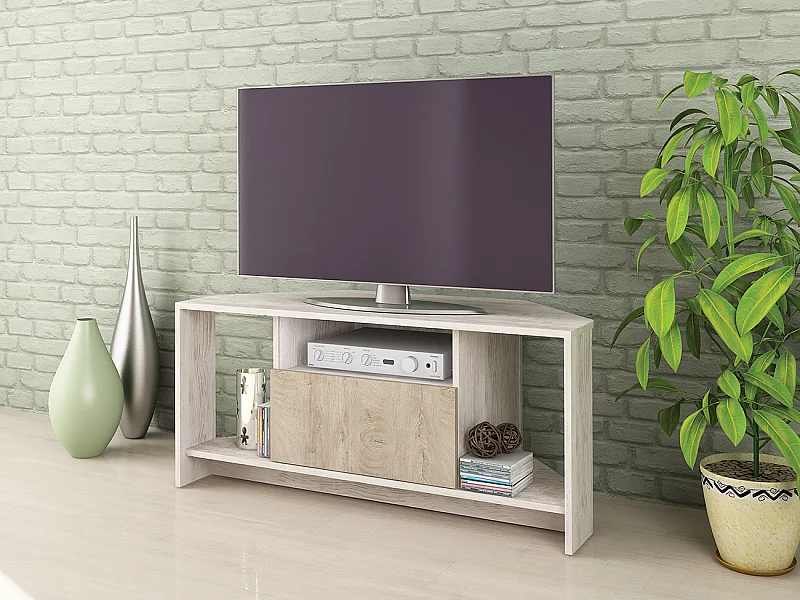 Mobile tv angolare rovere bianco/rovere sbiancato PTG3