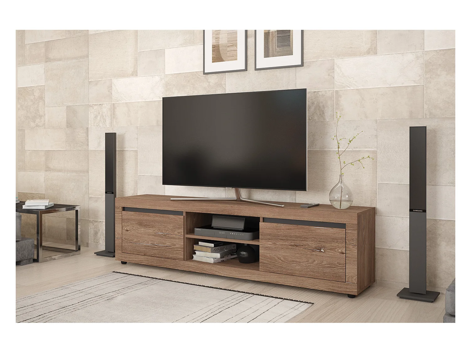 Mobile porta tv moderno 180x50 marrone e antracite PTG5