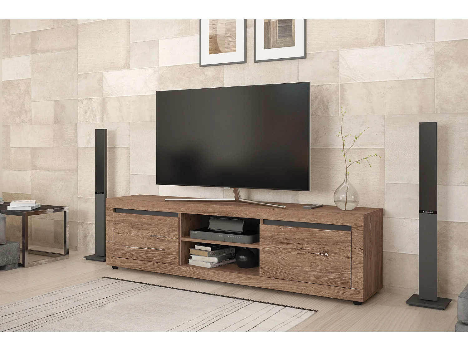 Mobile porta tv moderno 180x50 marrone e antracite PTG5