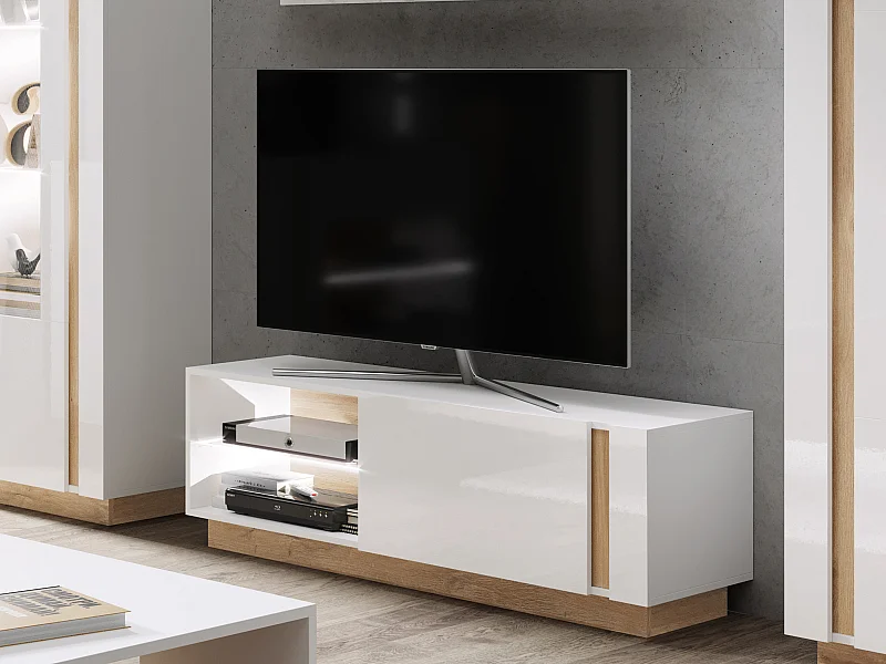 Mobile porta tv moderno con luci LED 138X45cm bianco PTVLK1