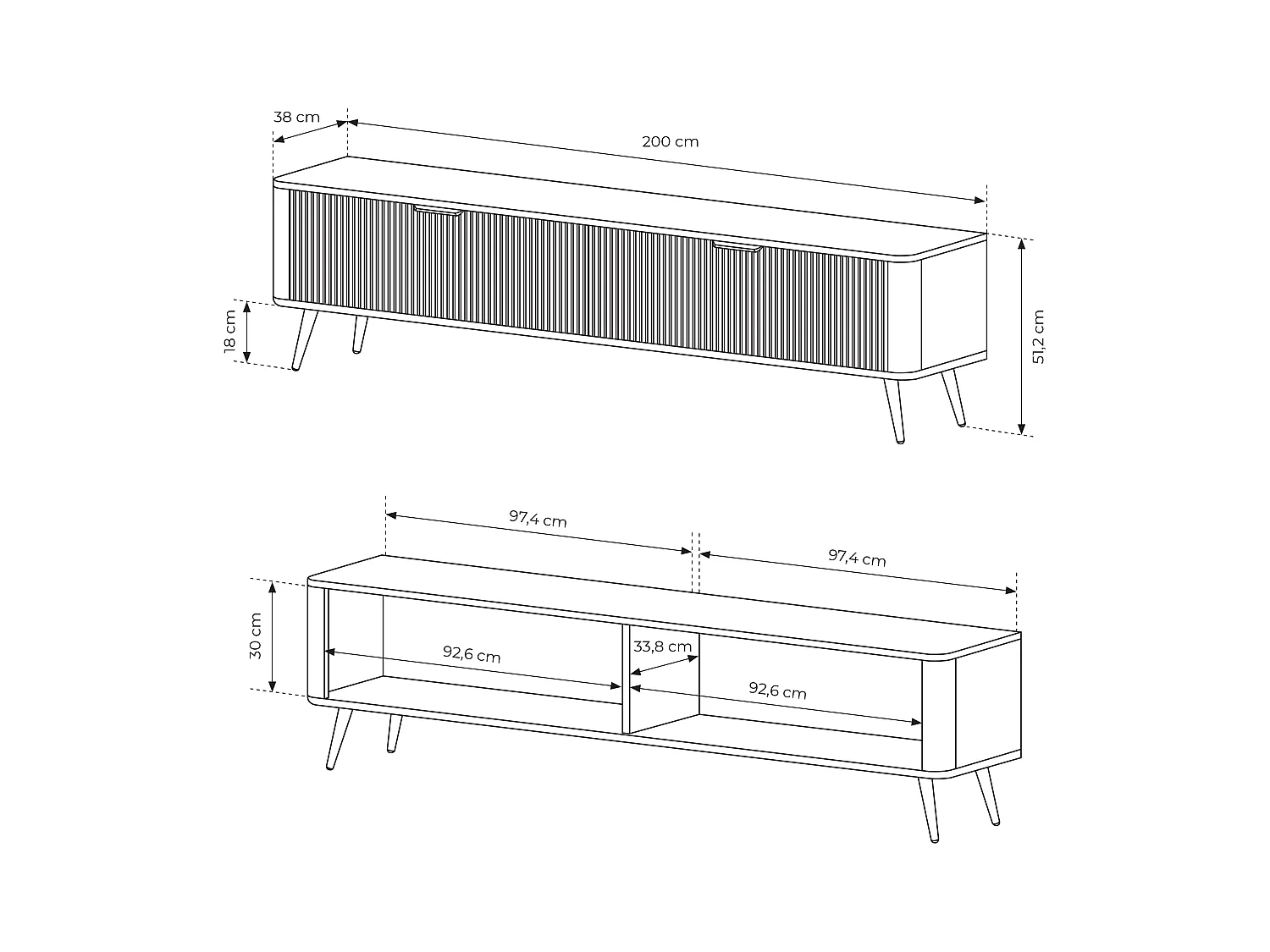 Mobile porta tv moderno 200X51cm beige PTVLK10