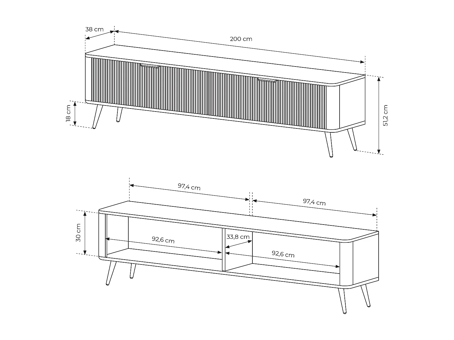 Mobile porta tv moderno 200X51cm beige PTVLK10