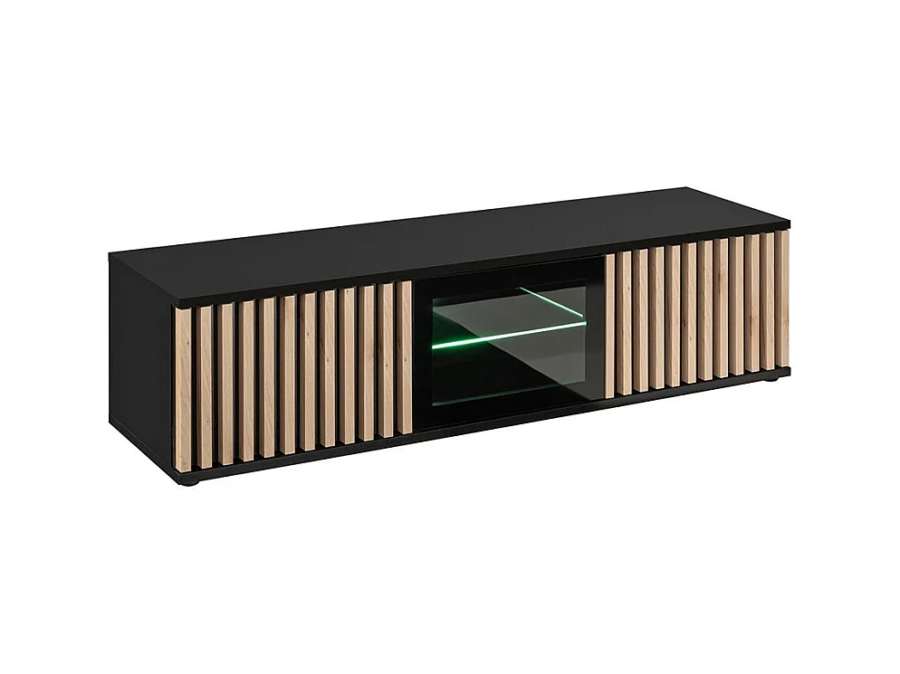Mobile porta tv moderno con luci LED nero e rovere 160x42 PTVP17