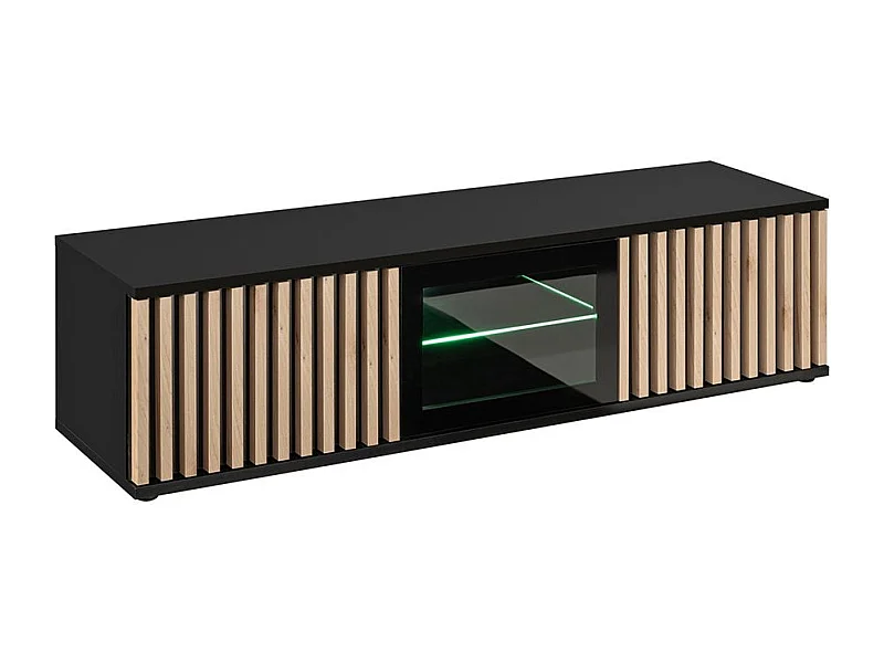 Mobile porta tv moderno con luci LED nero e rovere 160x42 PTVP17