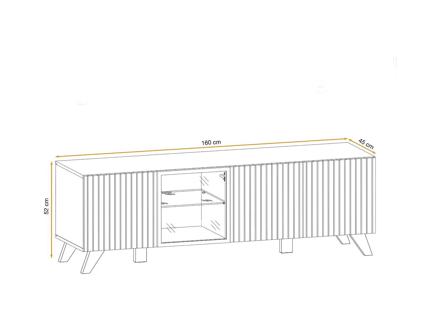 Mobile TV moderno con stampa a strisce 160x52 PTVP16 rovere e stampa a strisce nere
